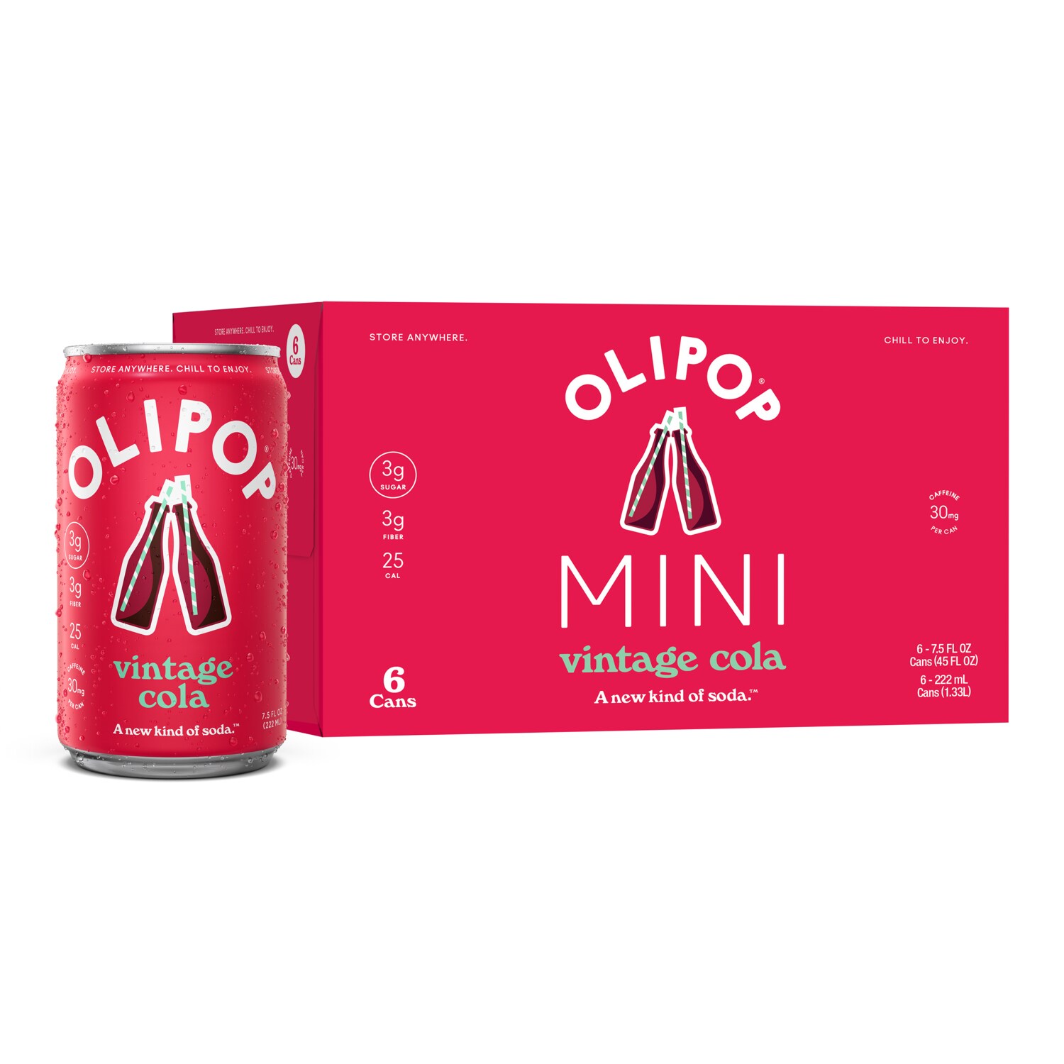 Olipop Vintage Cola Soda, Minicans